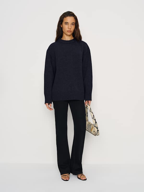 Jo Regenerative Wool Oversized Crew - Navy